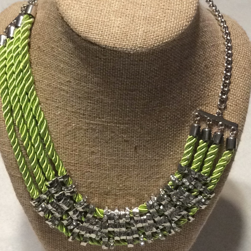 Izaro Green & Silver Cord Necklace